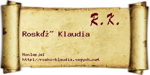 Roskó Klaudia névjegykártya
