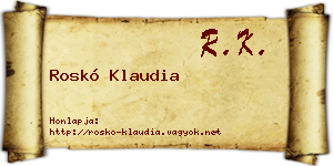 Roskó Klaudia névjegykártya